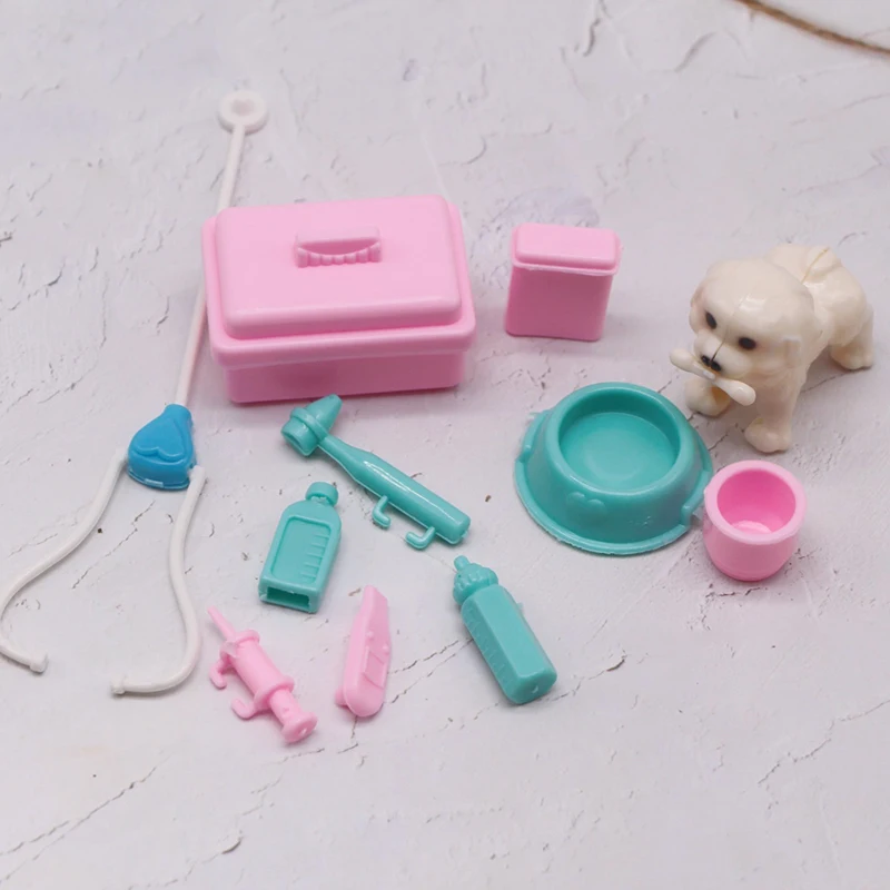 1/12 Кукольный домик, набор игрушек для собак, миниатюрные украшения для домашнего животного, аксессуары, модель доктора, ролевая игра, игрушка Изображение 0