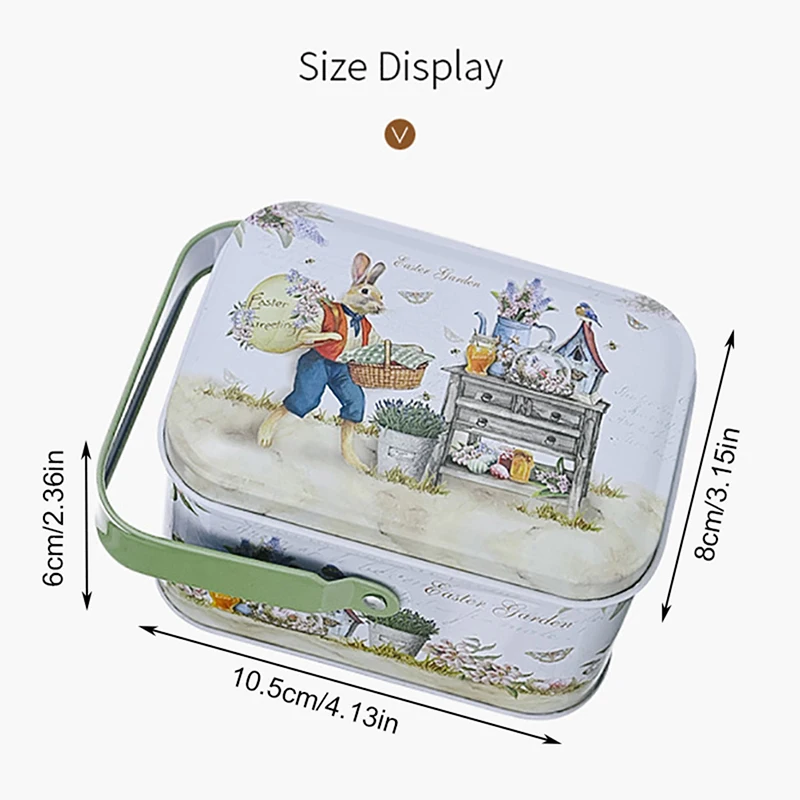 1 шт. Винтажный Маленький чемодан для хранения жестяной коробки для конфет, подарочной коробки, пасхальных принадлежностей для украшения, коробки для печенья, органайзера для мелочей. Изображение 5