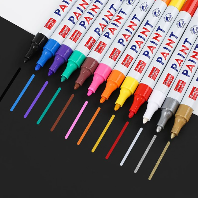1 шт. Красочная водонепроницаемая ручка для масляной маркировки автомобильных колесных шин Ручка для покраски автомобильных резиновых шин Маркер для рисования Граффити Изображение 0