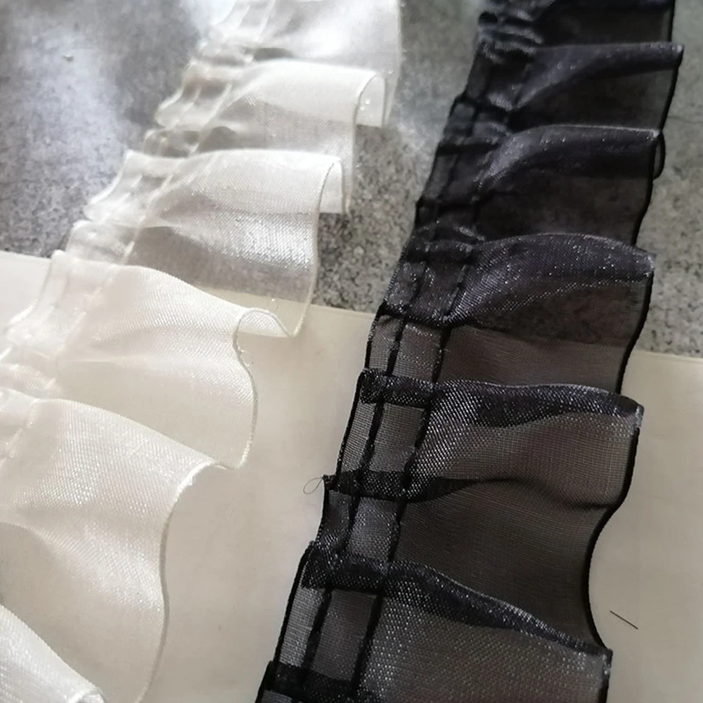 1 ярд высококачественной черно-белой кружевной ткани тюль для рукоделия тесьма для одежды DIY отделка ручной работы швейные аксессуары 4 см Изображение 3