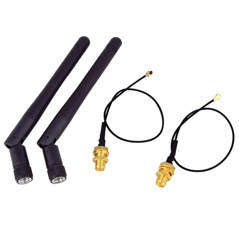2 шт./лот 2,4 ГГц 3dBi WiFi Антенна 2,4 G Антенна RP-SMA Мужской Беспроводной Маршрутизатор + PCI U.FL IPX к RP SMA Мужской кабель с косичкой Изображение 0