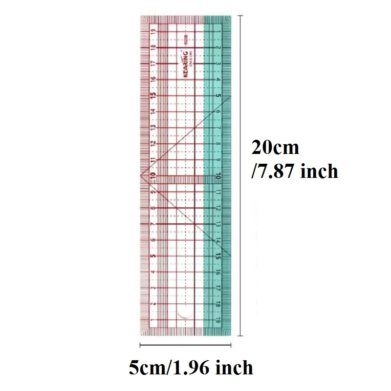 20-сантиметровая нескользящая двухцветная многофункциональная измерительная линейка: Высокая прозрачность, гибкость, идеально подходит для тканей и дизайна одежды Изображение 4