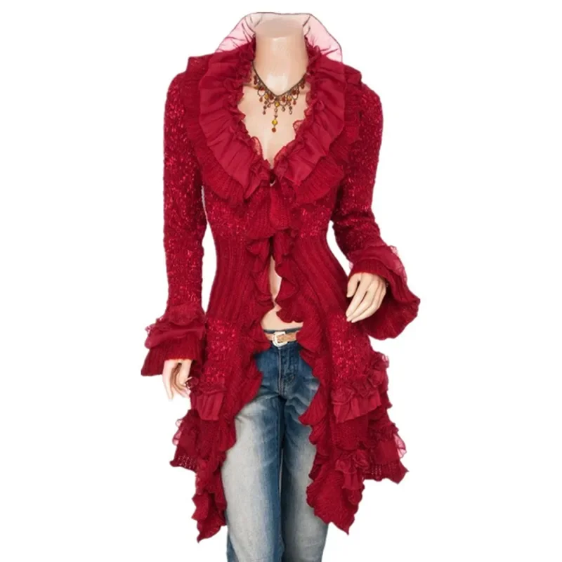 2023 Винтажное пальто эпохи Возрождения, женский кружевной жакет, воротник-стойка в викторианском стиле в стиле стимпанк, Средневековое платье на шнуровке, костюм, кардиган графини Изображение 1