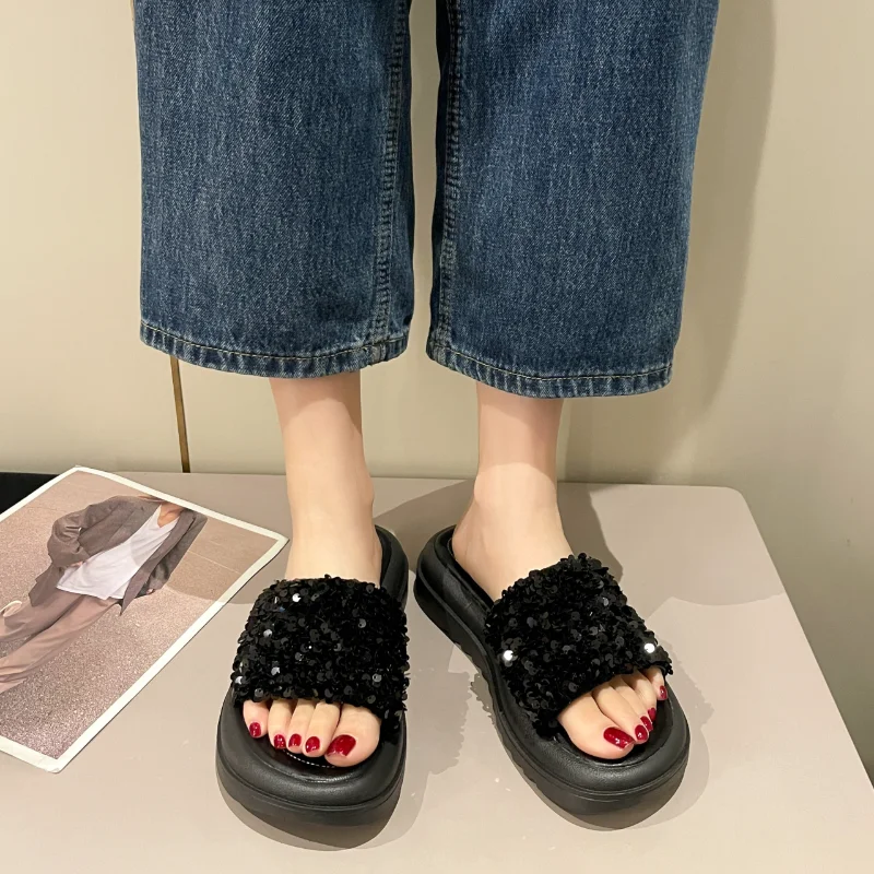 2023 Летние Новые Женские тапочки, Модная Дизайнерская Обувь На платформе С Открытым Носком, Уличные Повседневные Нескользящие Пляжные Тапочки Mujer Zapatillas Изображение 1