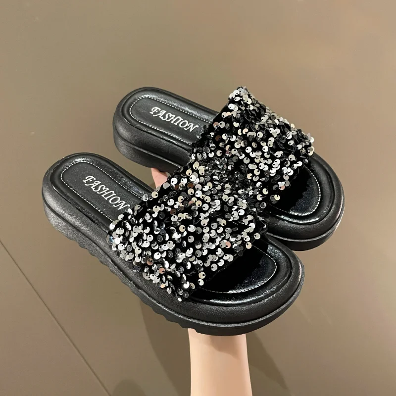 2023 Летние Новые Женские тапочки, Модная Дизайнерская Обувь На платформе С Открытым Носком, Уличные Повседневные Нескользящие Пляжные Тапочки Mujer Zapatillas Изображение 5