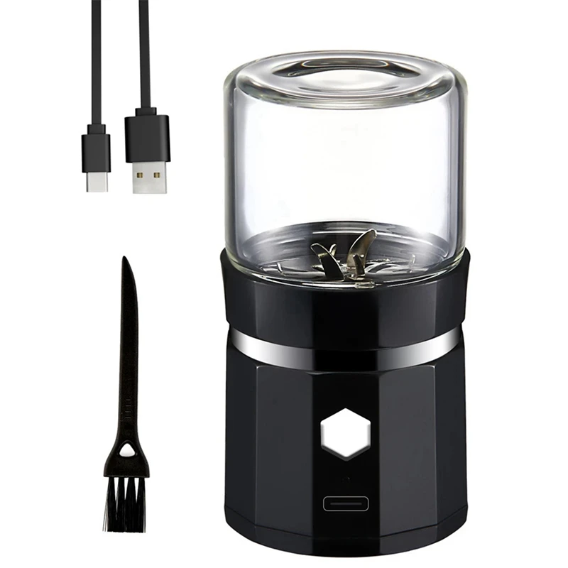 2x мини Электрическая кофемолка Портативная кофемолка для измельчения ванили USB аккумуляторная мельница со щеткой для чистки чая и розмарина Изображение 0