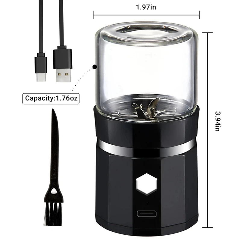 2x мини Электрическая кофемолка Портативная кофемолка для измельчения ванили USB аккумуляторная мельница со щеткой для чистки чая и розмарина Изображение 1