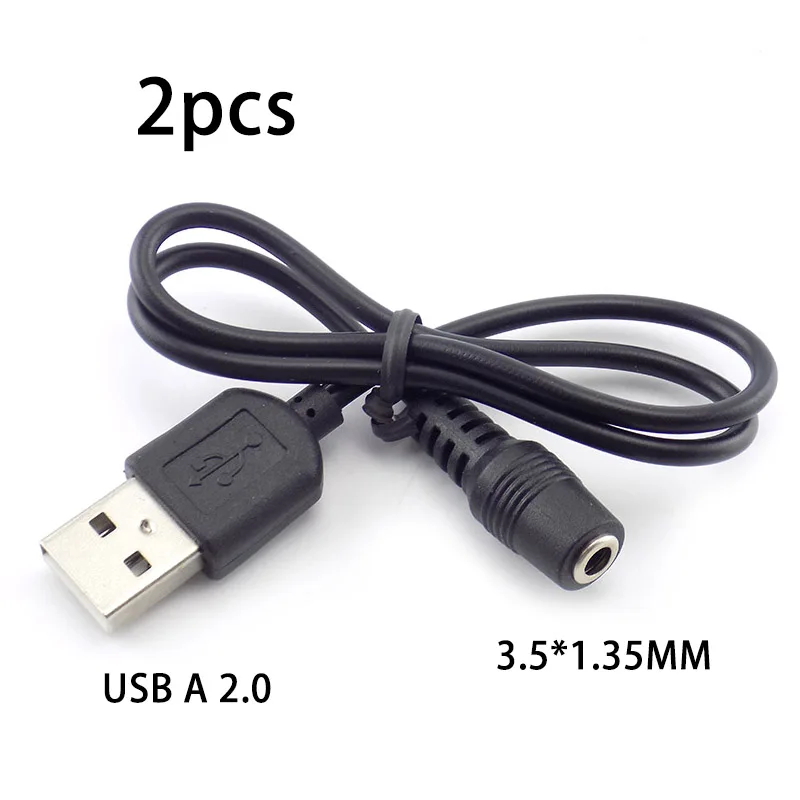 2шт Тип A USB-штекер постоянного тока, разъем питания постоянного тока, разъем 1.35x3.5 мм, удлинитель, шнур, зарядное устройство Изображение 0
