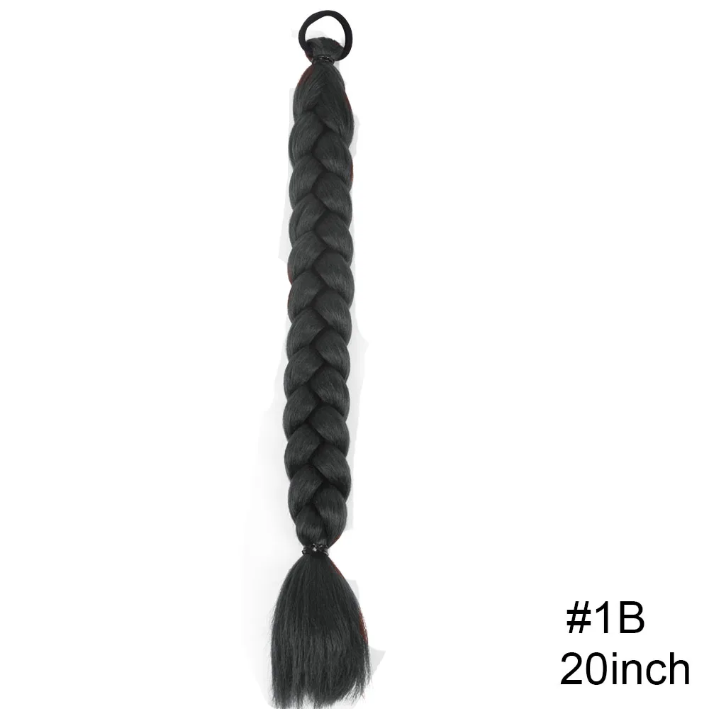 34-дюймовая длинная коробчатая коса Синтетический шнурок для наращивания волос в виде конского хвоста, Накладной шиньон в виде конского хвоста для женщин с резиновой резинкой Изображение 4