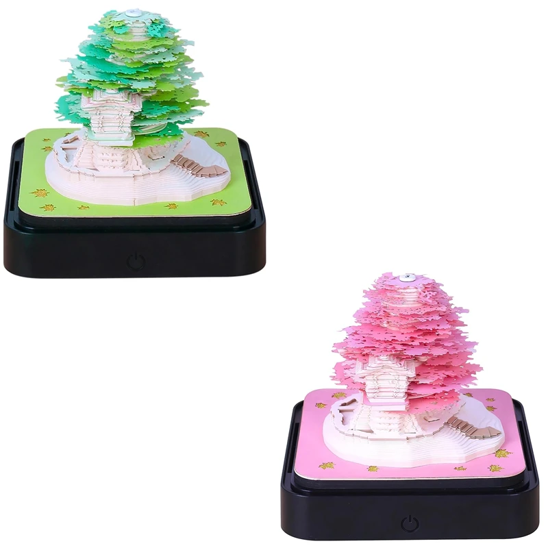 3D Art Calendar Memo Pad 2024, Креативный Календарь Часов Sakura Tree Rip Away Вырезание Из Бумаги Липкая Заметка DIY Проста В использовании Изображение 0