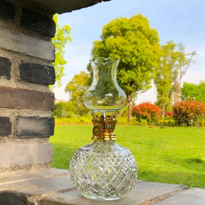 3X керосиновая лампа для помещений, классическая керосиновая лампа с абажуром из прозрачного стекла, товары для дома и церкви Изображение 1