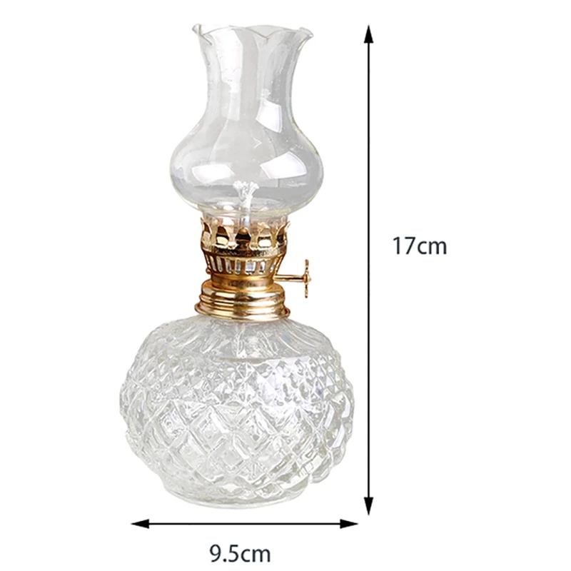 3X керосиновая лампа для помещений, классическая керосиновая лампа с абажуром из прозрачного стекла, товары для дома и церкви Изображение 4