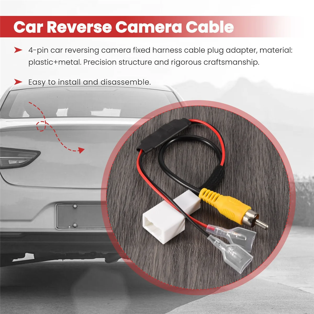 4-контактный жгут проводов для крепления камеры заднего вида автомобиля, кабельный штекер, разъем адаптера, подходит для Toyota Изображение 4