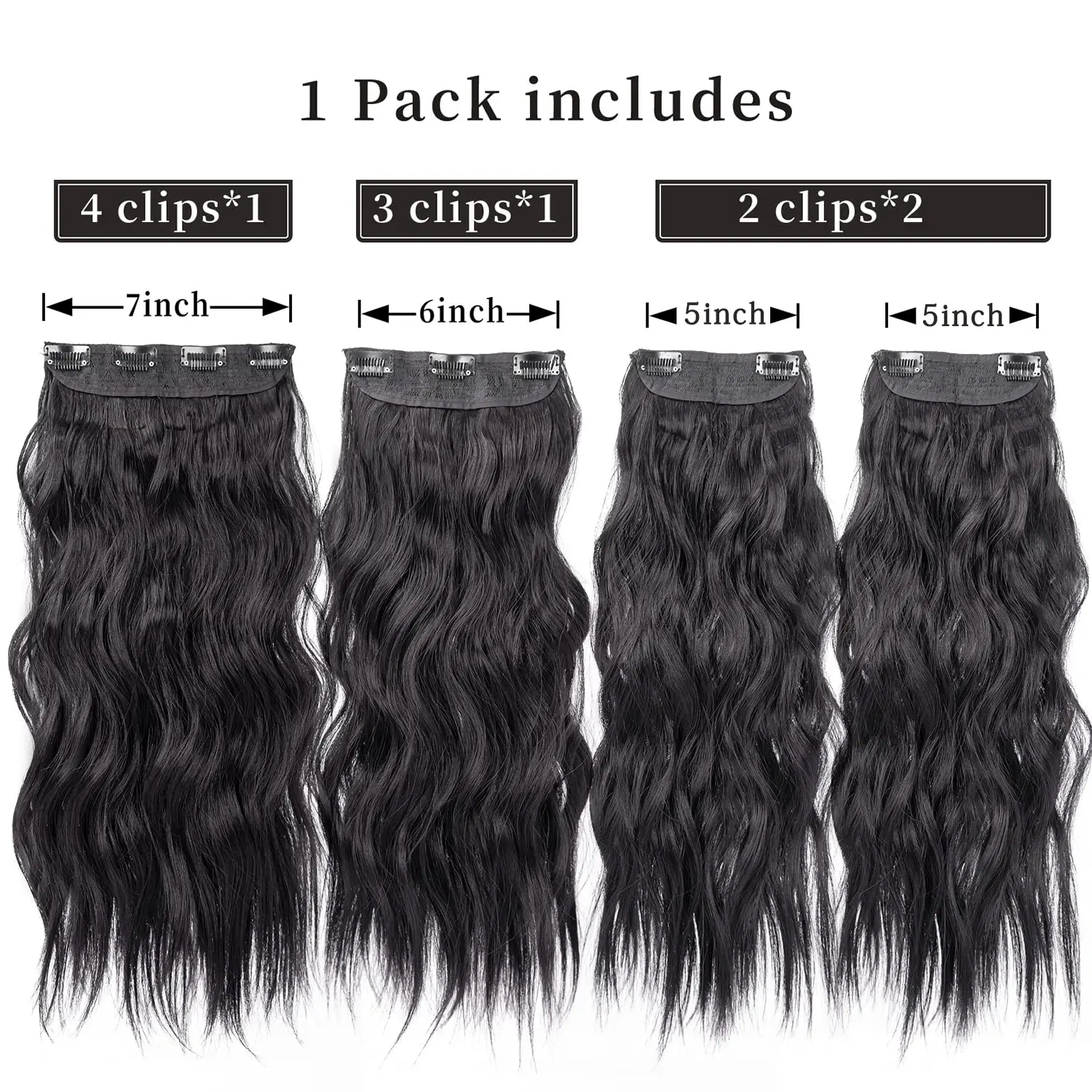 4 Штуки Для Наращивания волос с Заколкой 55,88 см Для Наращивания Волнистых Волос с Заколкой для Наращивания Темно-Каштановых Волос На Всю Голову Из Синтетических волос Изображение 3