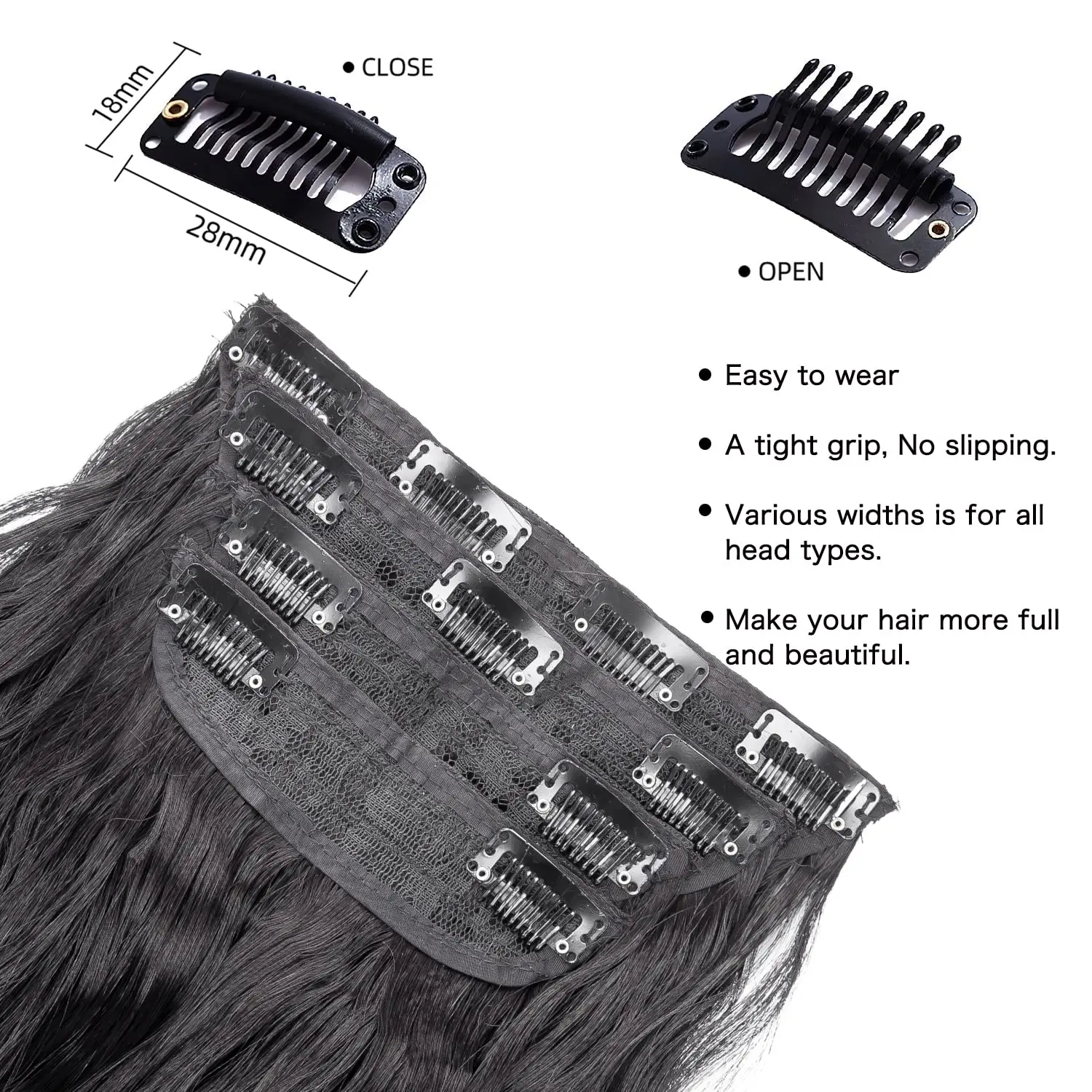 4 Штуки Для Наращивания волос с Заколкой 55,88 см Для Наращивания Волнистых Волос с Заколкой для Наращивания Темно-Каштановых Волос На Всю Голову Из Синтетических волос Изображение 4