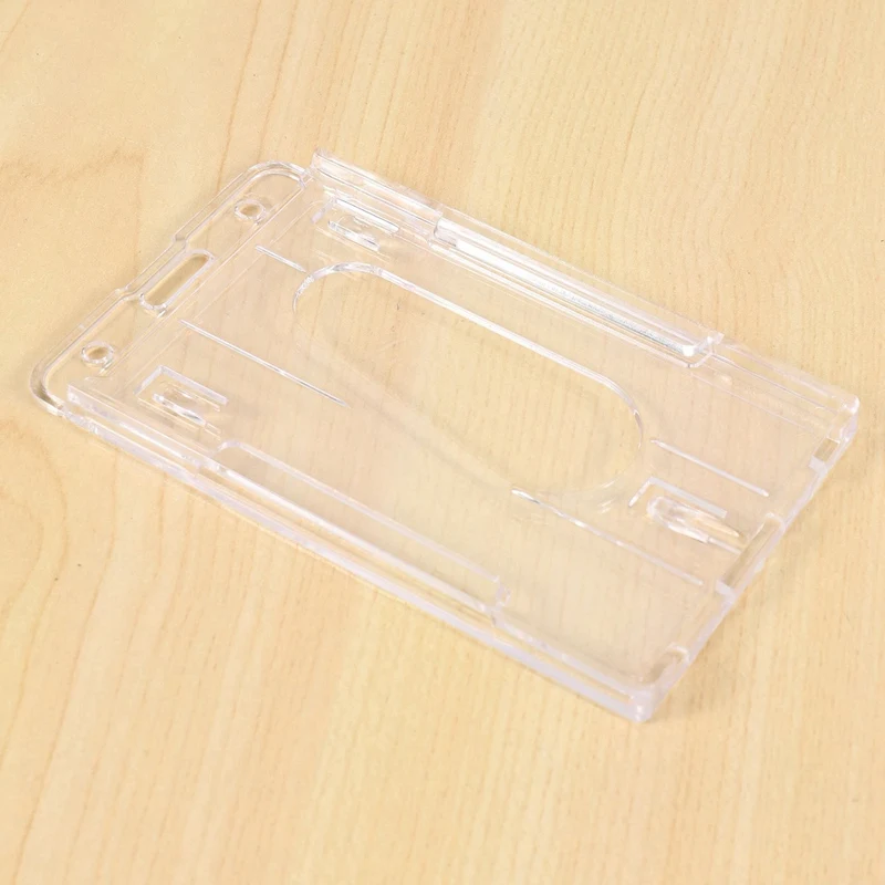 4X Вертикальный Жесткий Пластиковый Держатель для Бейджа Двойная карточка ID Мультипрозрачный 10x6 см Изображение 1