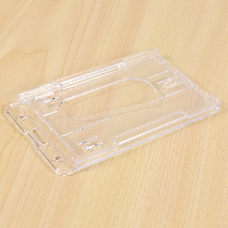 4X Вертикальный Жесткий Пластиковый Держатель для Бейджа Двойная карточка ID Мультипрозрачный 10x6 см Изображение 3