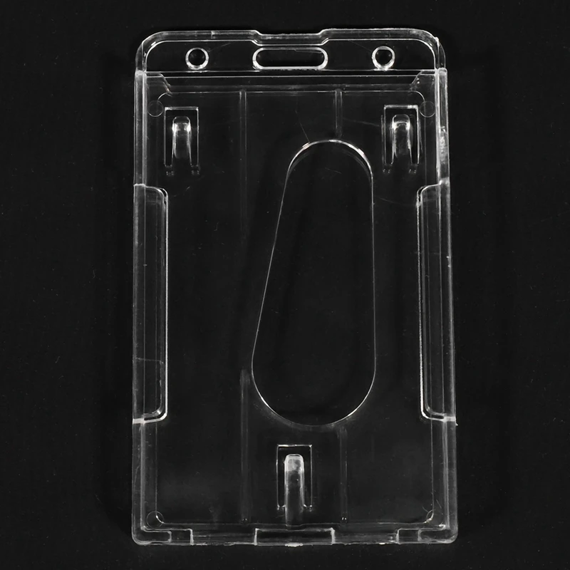 4X Вертикальный Жесткий Пластиковый Держатель для Бейджа Двойная карточка ID Мультипрозрачный 10x6 см Изображение 4