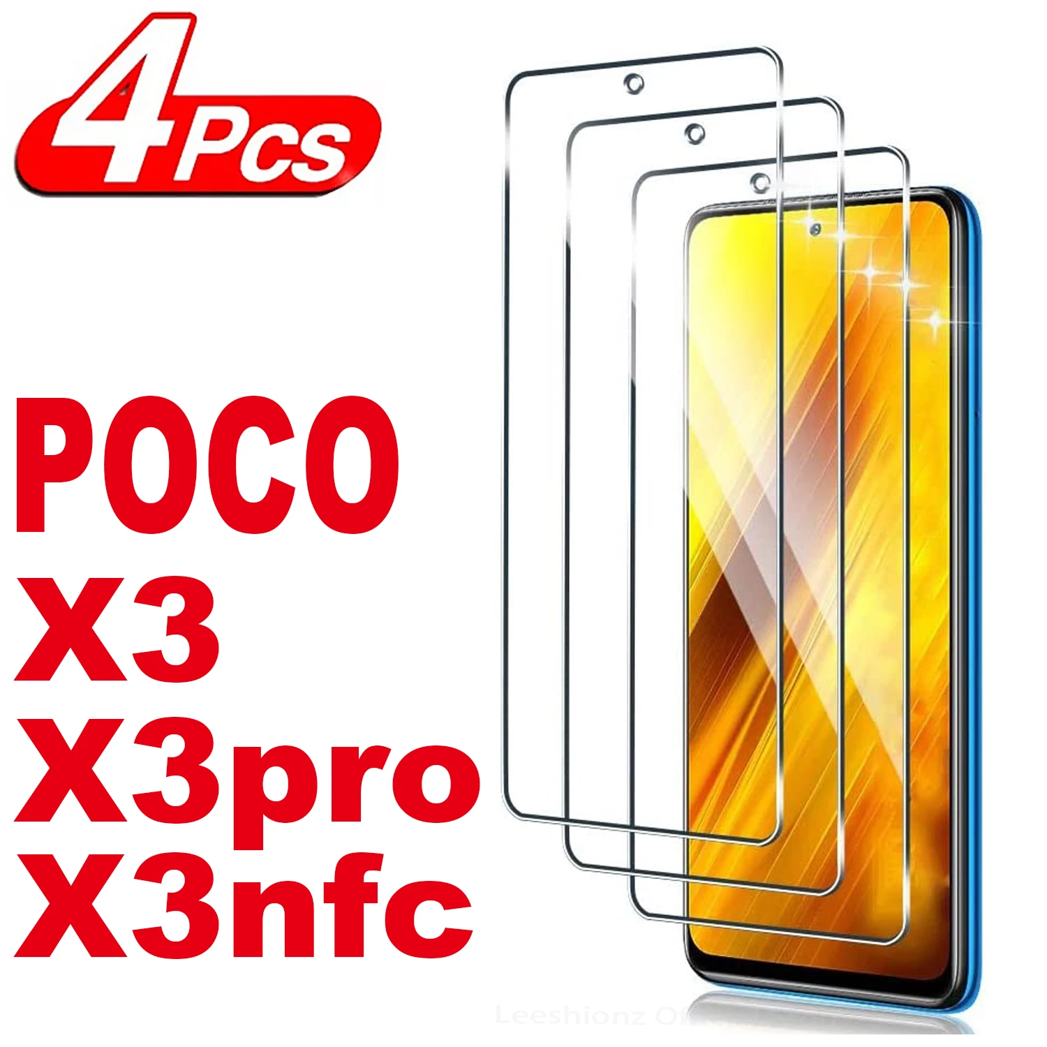 4шт Защитное Стекло HD Для Экрана Xiaomi Poco X3 Pro X3 NFC Poco C65 C55 M3 M4 X4 Pro F4 F3 GT 4G Пленка Из Закаленного Стекла Изображение 0