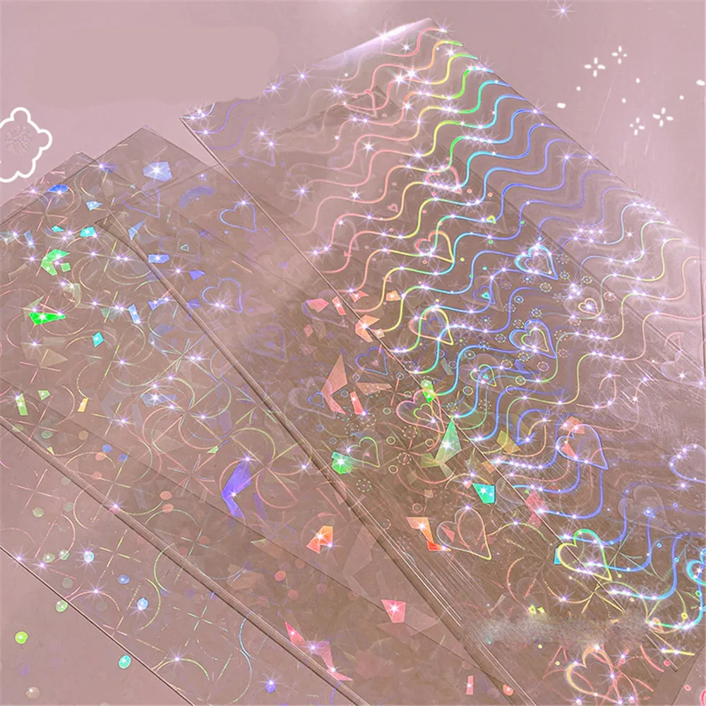 5 Листов водонепроницаемых блестящих лазерных звездочек в горошек, декоративные наклейки для скрапбукинга, Фотокарточка 