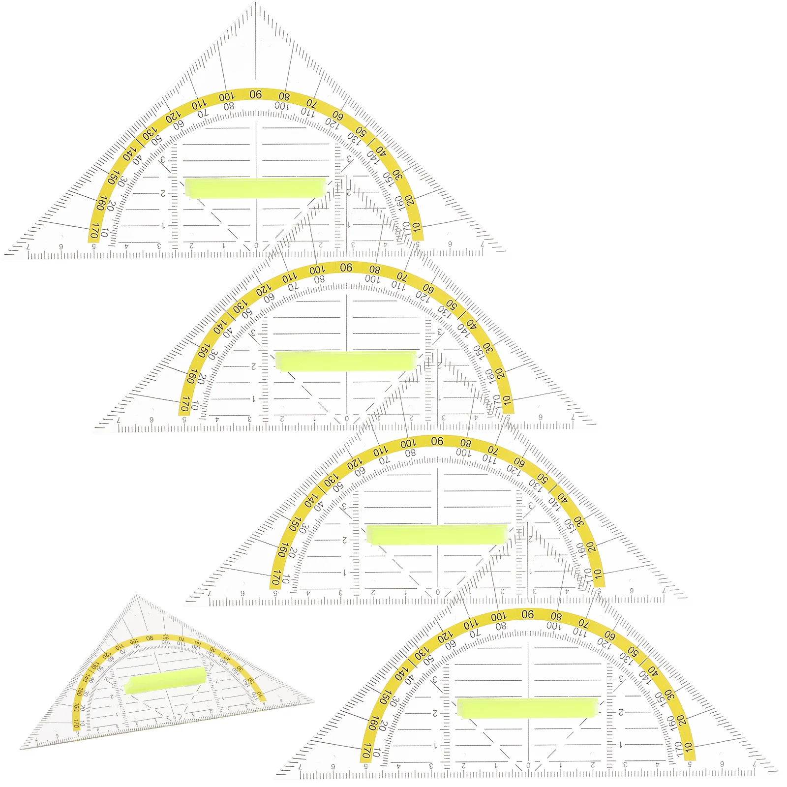 5 Шт. Чертежная Треугольная линейка Геометрические Линейки Квадраты Измерительные инструменты Круг Многофункциональный геометрический Изображение 0