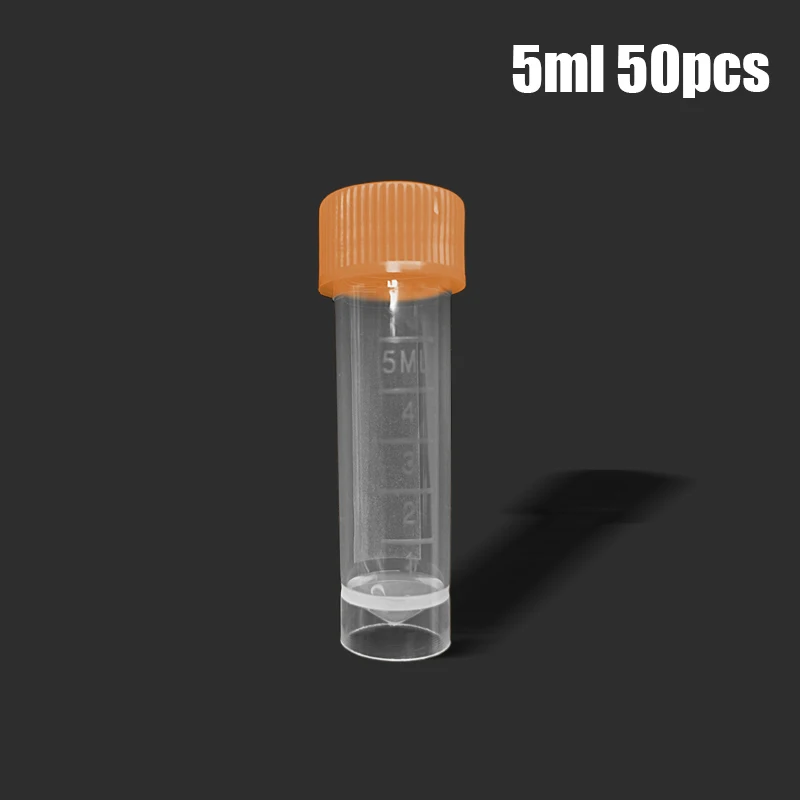 50 шт. /пакет Пластиковая бутылка для реактивов объемом 5 мл с силикагелевой промывкой, градуированная лабораторная пластиковая морозильная трубка Изображение 1