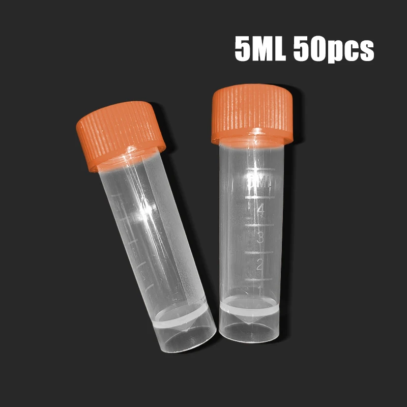 50 шт. /пакет Пластиковая бутылка для реактивов объемом 5 мл с силикагелевой промывкой, градуированная лабораторная пластиковая морозильная трубка Изображение 2