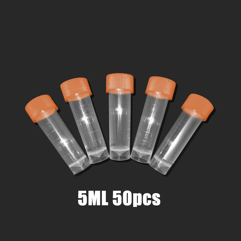 50 шт. /пакет Пластиковая бутылка для реактивов объемом 5 мл с силикагелевой промывкой, градуированная лабораторная пластиковая морозильная трубка Изображение 4