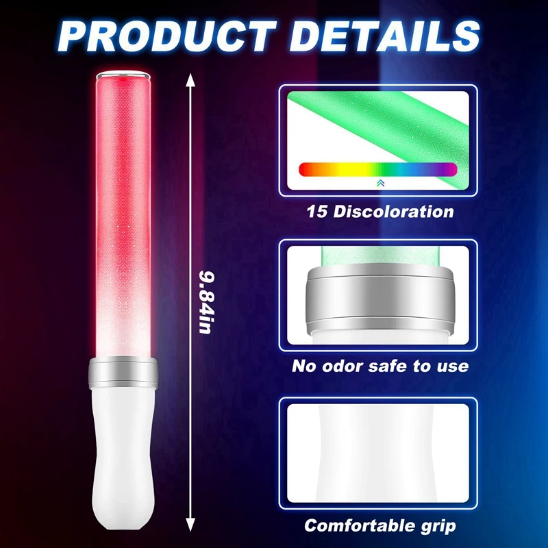 6X Светодиодная световая палочка должна поддерживать 15-цветную флешку, световую палочку, концертный реквизит Изображение 5