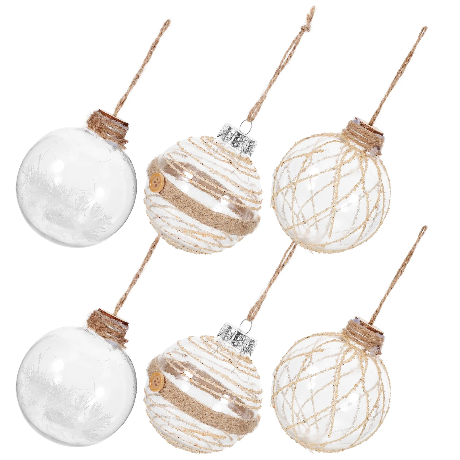 6шт подвесных шаров для рождественской елки Небьющиеся прозрачные подвесные шары для Рождественской елки Изображение 0