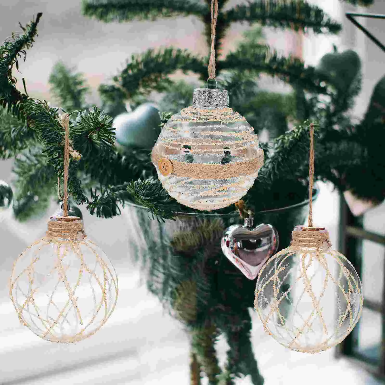 6шт подвесных шаров для рождественской елки Небьющиеся прозрачные подвесные шары для Рождественской елки Изображение 1