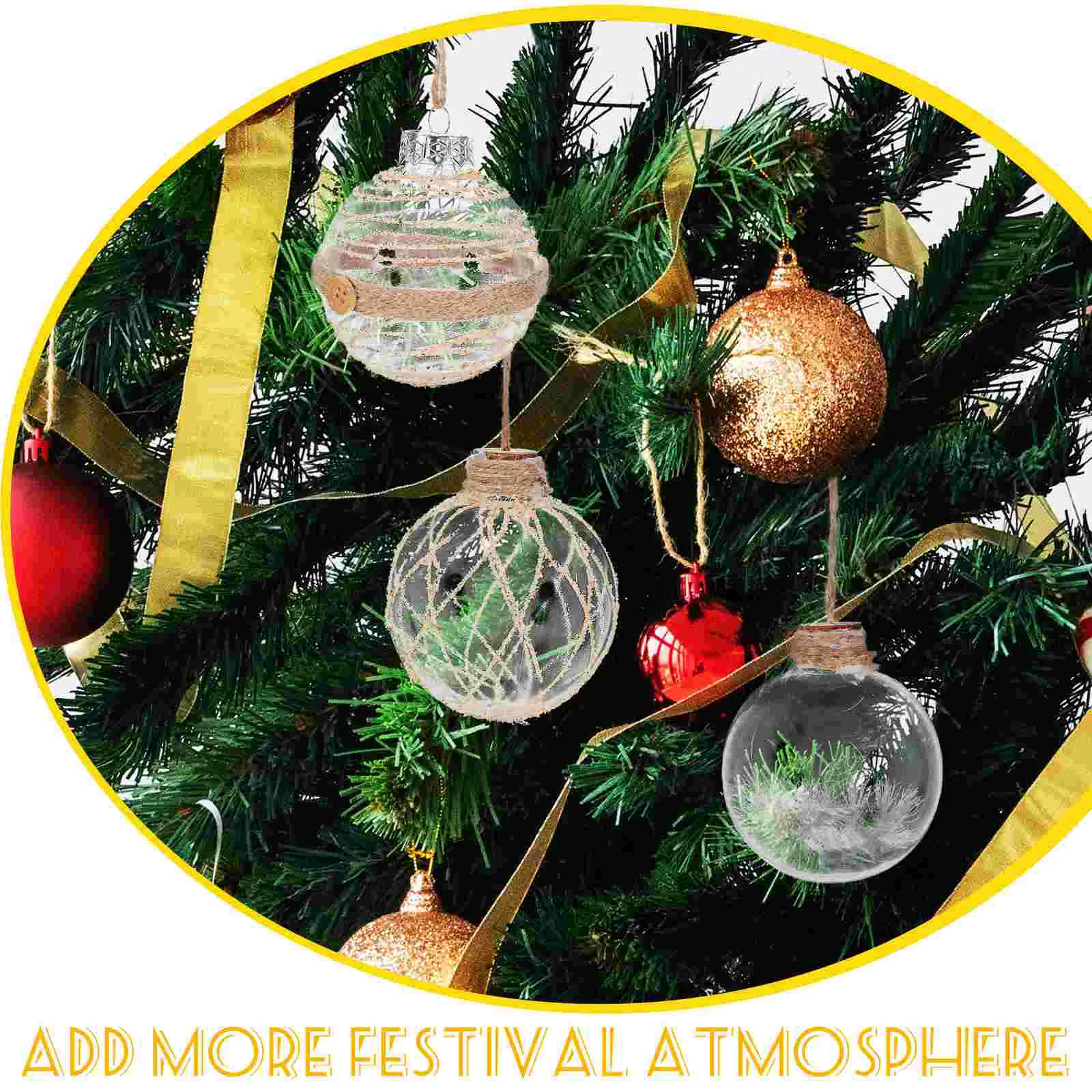 6шт подвесных шаров для рождественской елки Небьющиеся прозрачные подвесные шары для Рождественской елки Изображение 2
