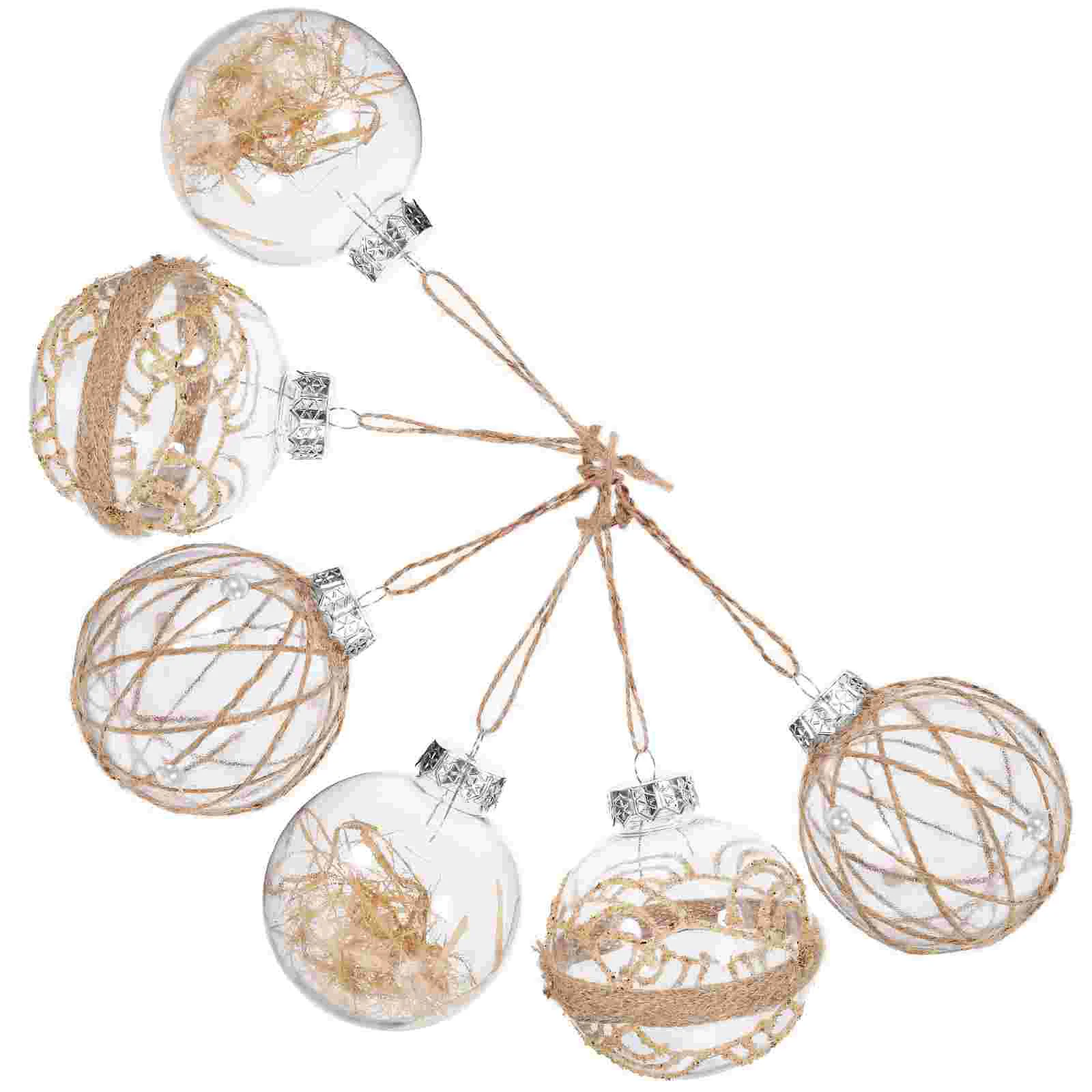 6шт подвесных шаров для рождественской елки Небьющиеся прозрачные подвесные шары для Рождественской елки Изображение 4