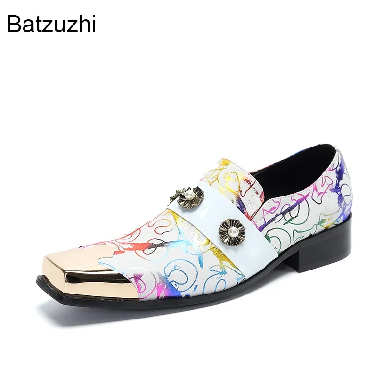 Batzuzhi/ Роскошная Мужская обувь Ручной работы, Цветные вечерние модельные туфли Из натуральной кожи, Мужские оксфорды Без застежки, Вечерние /Свадебные туфли, Большие размеры 38-46 Изображение 3
