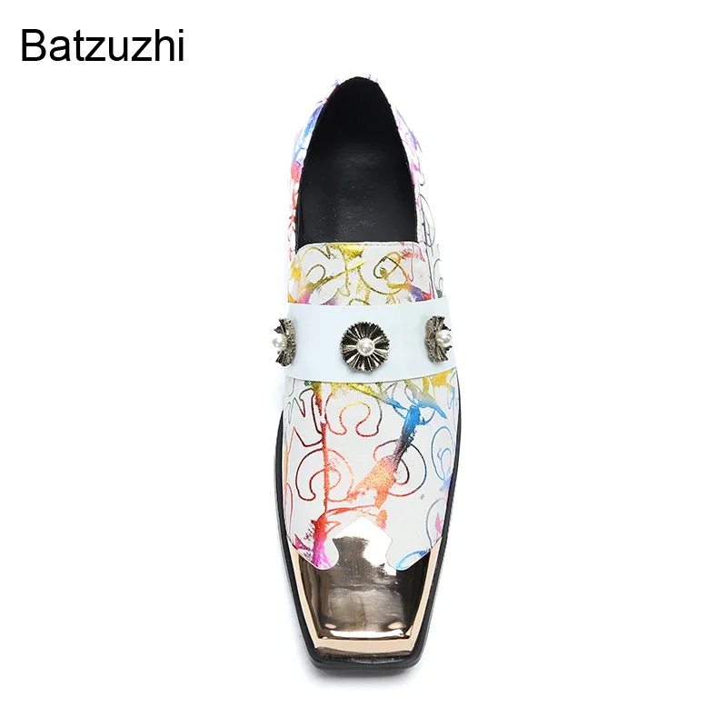 Batzuzhi/ Роскошная Мужская обувь Ручной работы, Цветные вечерние модельные туфли Из натуральной кожи, Мужские оксфорды Без застежки, Вечерние /Свадебные туфли, Большие размеры 38-46 Изображение 5