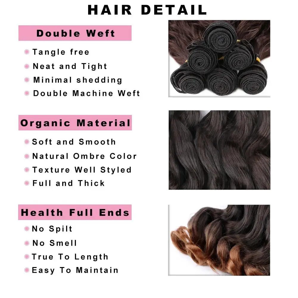 Belle Show Свободные пучки синтетических волос с глубокими волнами для женщин 14-18 дюймов 6 пучков для наращивания вьющихся волос Изображение 1