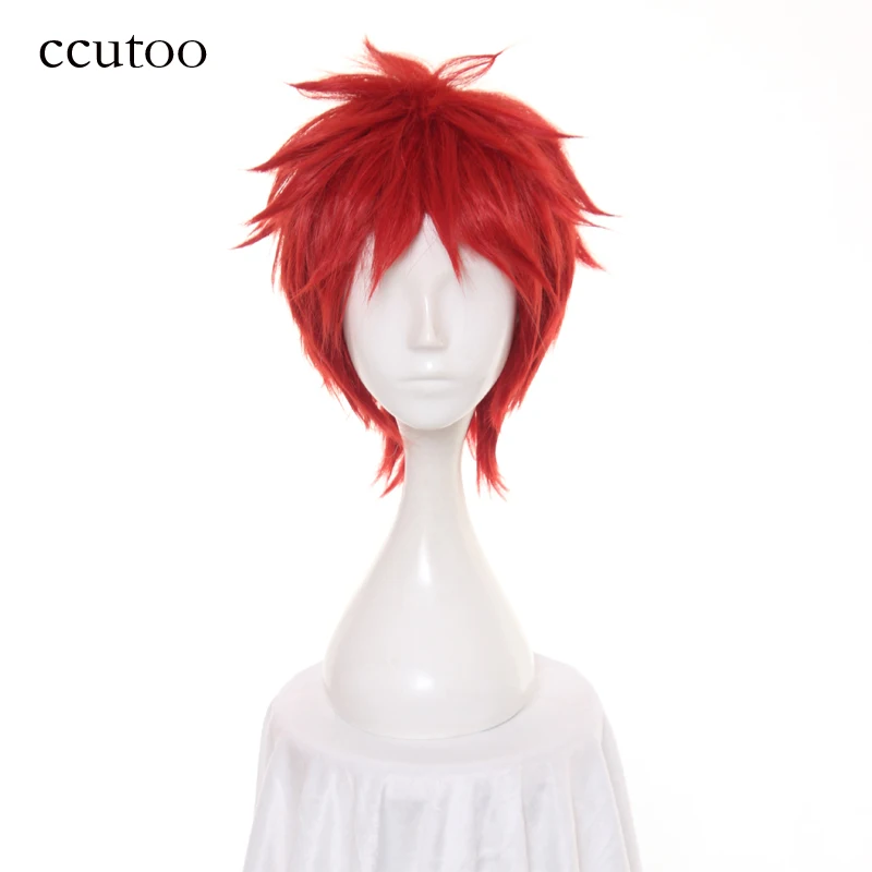 ccutoo 30 см Uta no Prince sama Otoya Ittoki Красный Короткий Пушистый Многослойный Парик из синтетических волос Термостойкий Парик для косплея Изображение 0