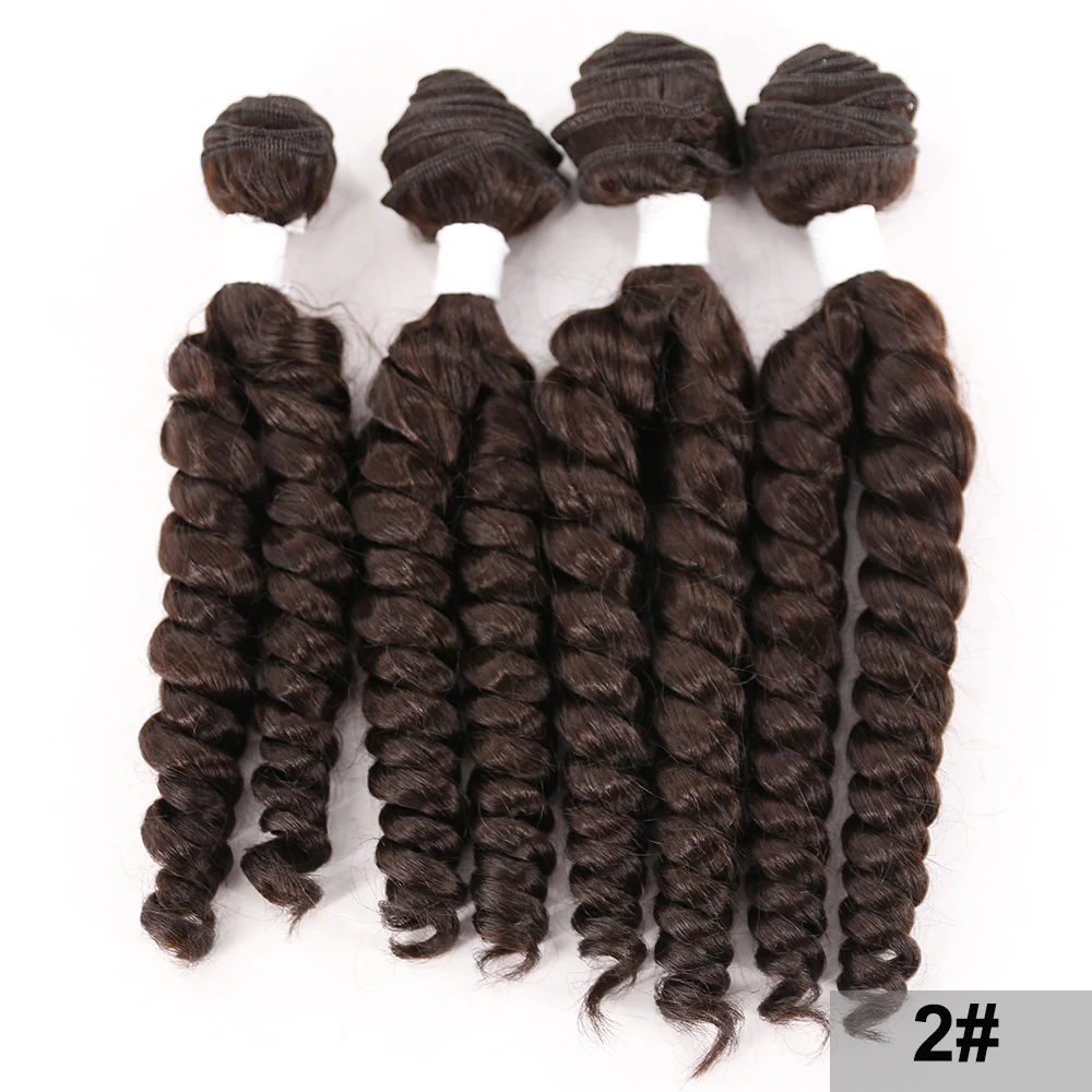 Funmi Curly Пучки синтетических волос X-TRESS черного цвета, 4 пучка наращенных волос длиной 16-18 дюймов, короткие вьющиеся волосы, плетение для женщин Изображение 2