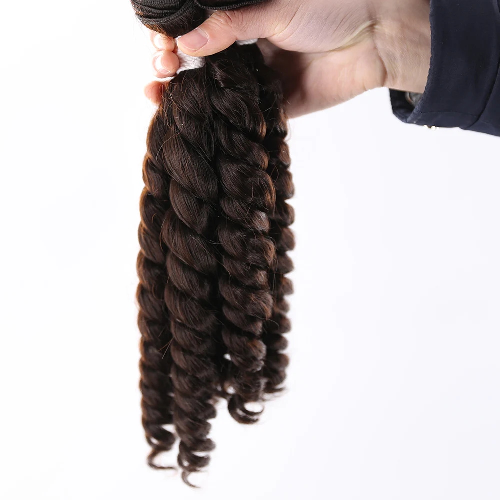 Funmi Curly Пучки синтетических волос X-TRESS черного цвета, 4 пучка наращенных волос длиной 16-18 дюймов, короткие вьющиеся волосы, плетение для женщин Изображение 4