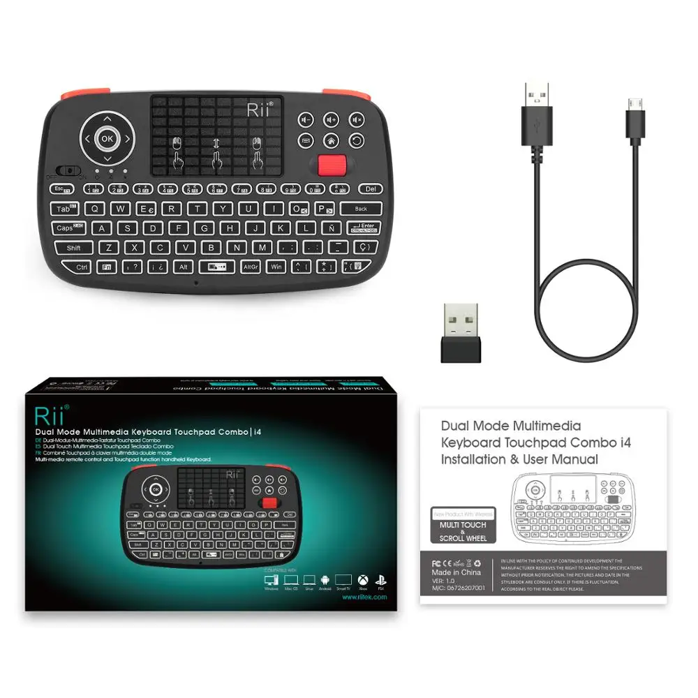 Mini teclado inalámbrico RII I4 con control táctil, 2,4 GHz, remoto del ratón para la Caja de televisión, Android, Windows TV Изображение 3