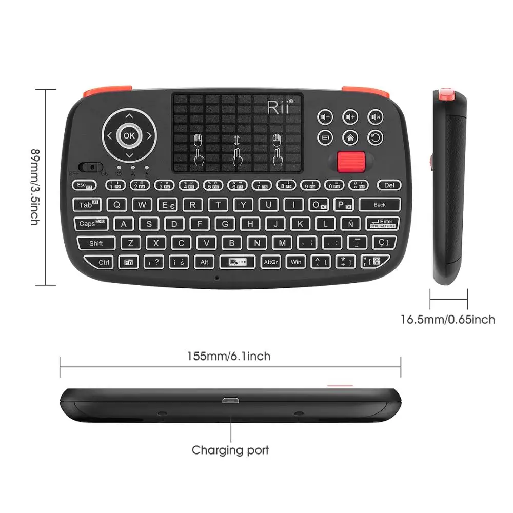 Mini teclado inalámbrico RII I4 con control táctil, 2,4 GHz, remoto del ratón para la Caja de televisión, Android, Windows TV Изображение 4