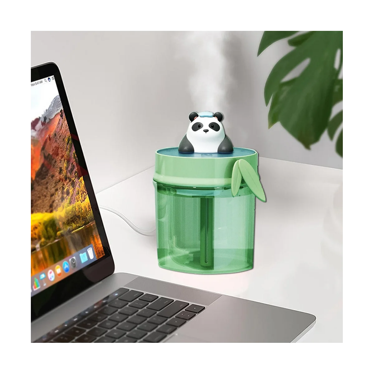Panda Air Humidifier USB Maker Распылитель для Немого Ультразвукового Увлажнителя Воздуха Зеленого Цвета Изображение 4