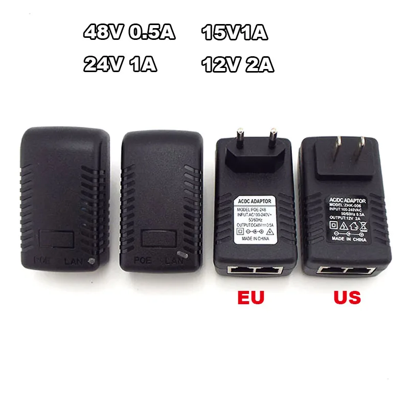 POE Инжектор Ethernet CCTV Адаптер Питания 48V 0.5A 15V 1A 12V2A Для IP-камеры POE Переключатель Адаптер Питания Опция EU/US Изображение 0