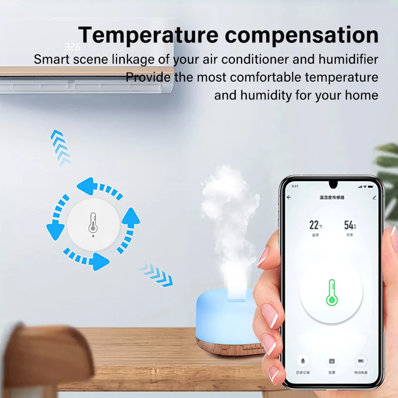 RYRA ZigBee Умный датчик температуры и влажности Беспроводная автоматизация умного дома Управление приложением Smart Life С Alexa Google Home Изображение 4