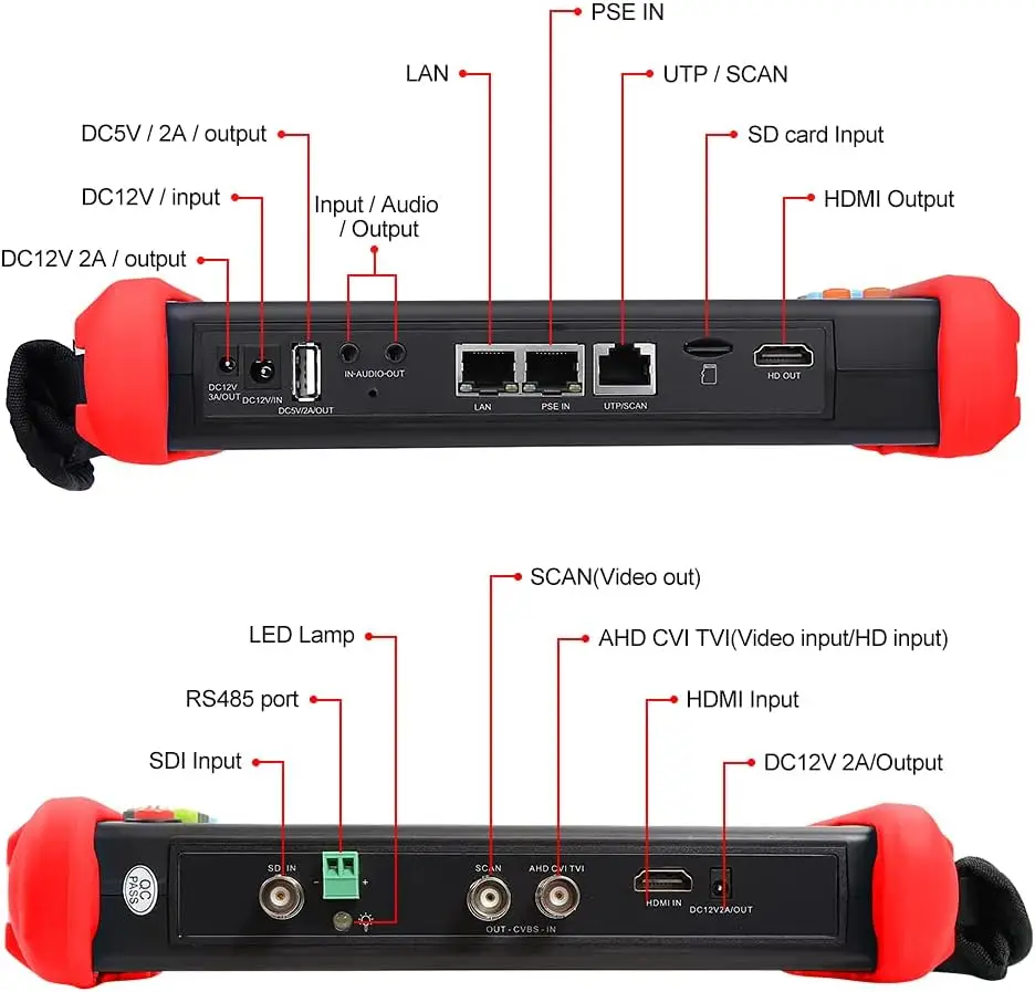 Sectyme 7-дюймовый Тестер IP-камеры 9800ADHS-Plus CCTV Tester CVBS Analog Camera Tester с Выходом POE/WIFI/4K H.265/HDMI/RJ45 Изображение 4