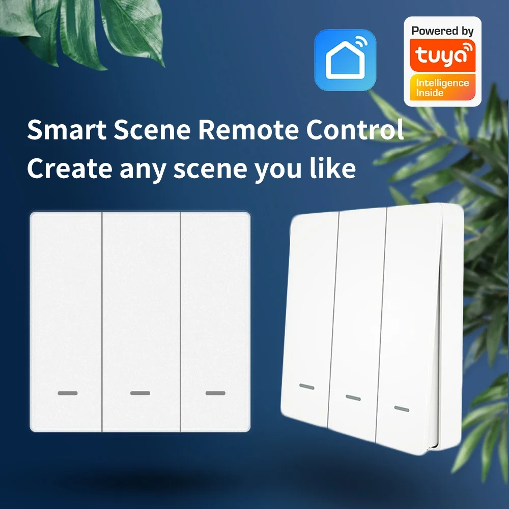 Tuya ZigBee Smart Scene Switch Кнопка ZigBee3.0 Умный Дом Передатчик с Батарейным Питанием для Alexa Google Home Remote Control Изображение 1