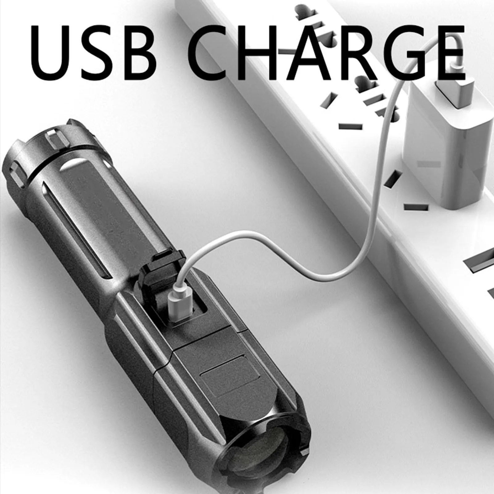 USB Перезаряжаемый Фонарик, Яркий Ручной Фонарик, Мощные Водонепроницаемые Тактические Фонари с B Изображение 2