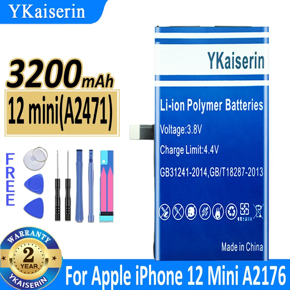 YKaiserin Аккумулятор 12 Mini (A2471) 3200 мАч Для Apple iPhone 12 MINI iPhone12 MINI A2399 A2176 A2398 A2400 Аккумуляторы для мобильных телефонов Изображение 0