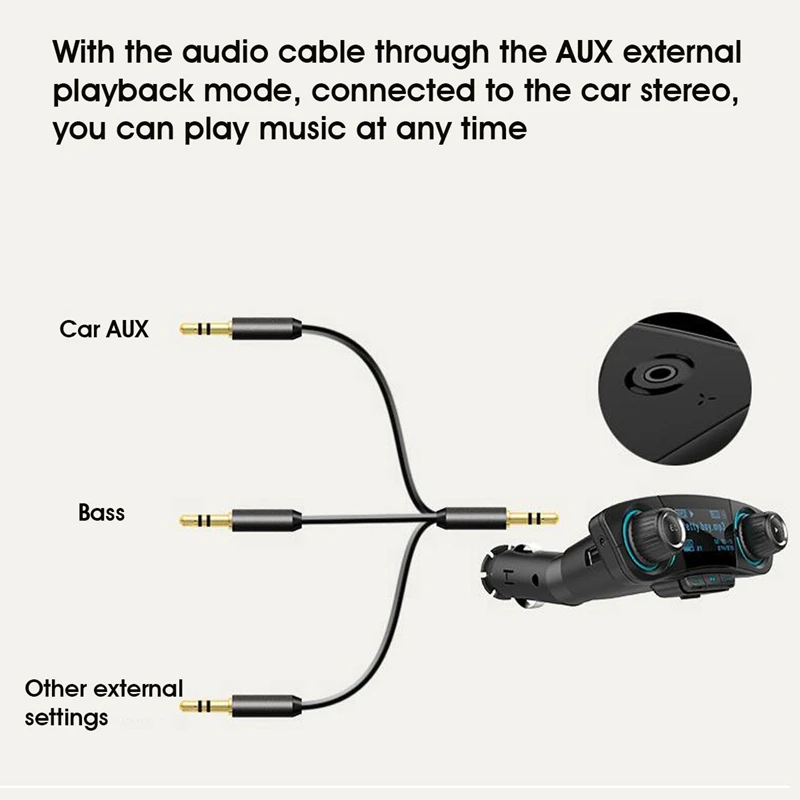 Автомобильный Bluetooth Аудио MP3-плеер FM-передатчик, двойное USB-зарядное устройство, одна клавиша громкой связи, карта AUX TF, U-диск, 1,3-дюймовый светодиодный дисплей Изображение 5