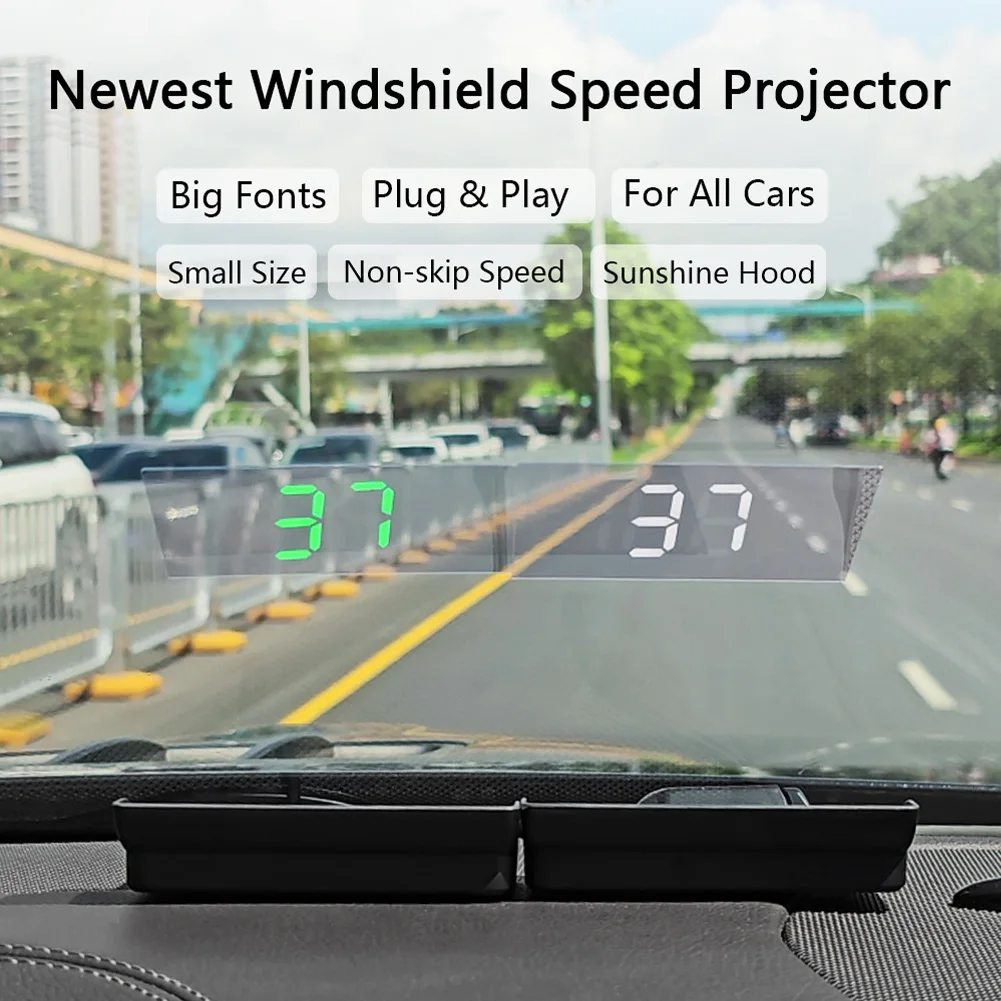 Автомобильный OBD2 GPS Головной дисплей, проектор на лобовом стекле, цифровой автомобильный спидометр КМ / Ч, аксессуары для автоэлектроники Изображение 1